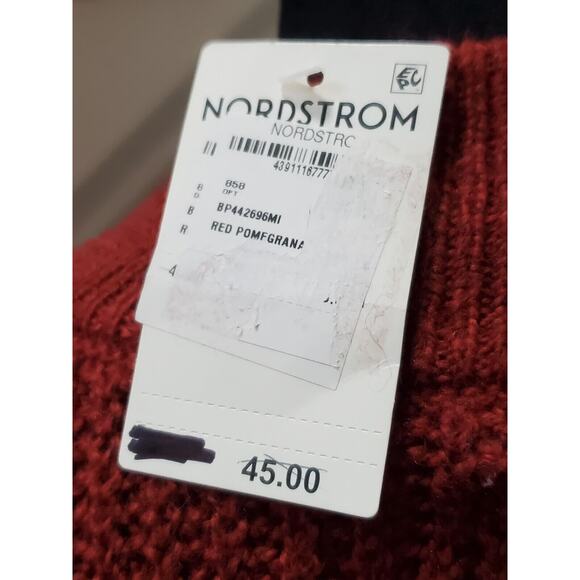 BP. Women's Red Cotton Long Sleeve Mock Neck Pullover Knit Sweater Size 2XS - Picture 7 of 12